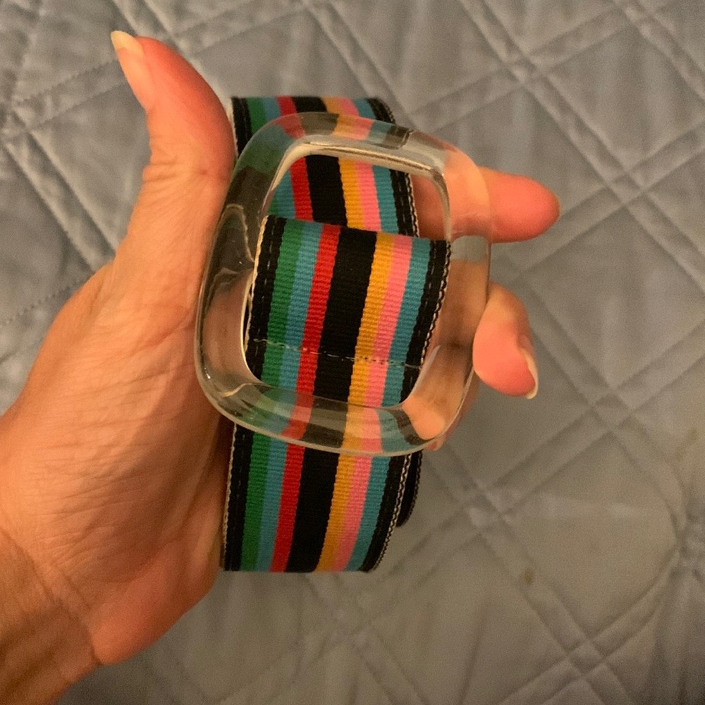 EUC Lake Shore Drive rainbow belt with acrylic buckle